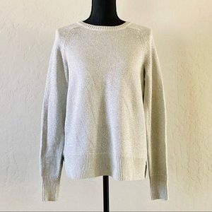 J. Crew Sparkly Silver Italian Cashmere Crew Neck Sweater / Size Small